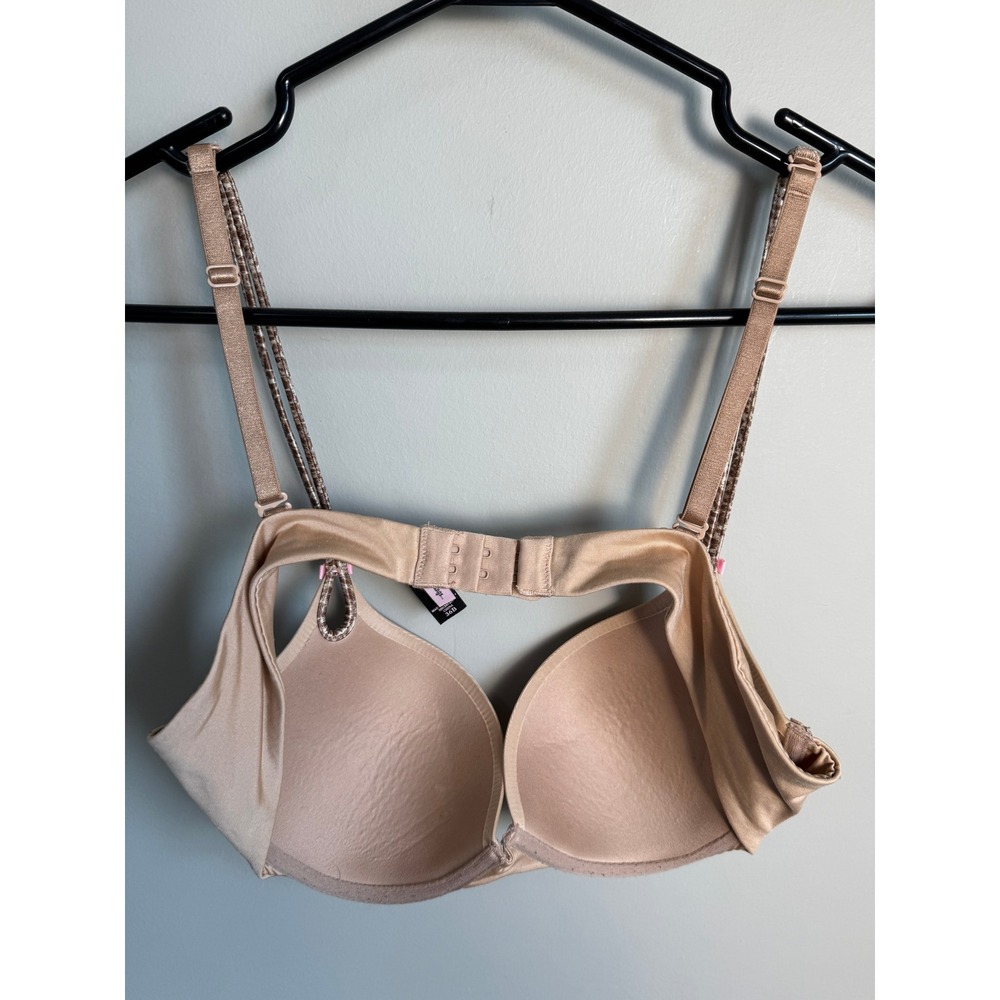 Victoria's Secret Sexy Little Things Push Up Bra 36B Beige Animal Trim Y2K Glam - Picture 2 of 7